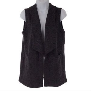 LOFT Pocket Open Sweater Vest - Charcoal Sz S